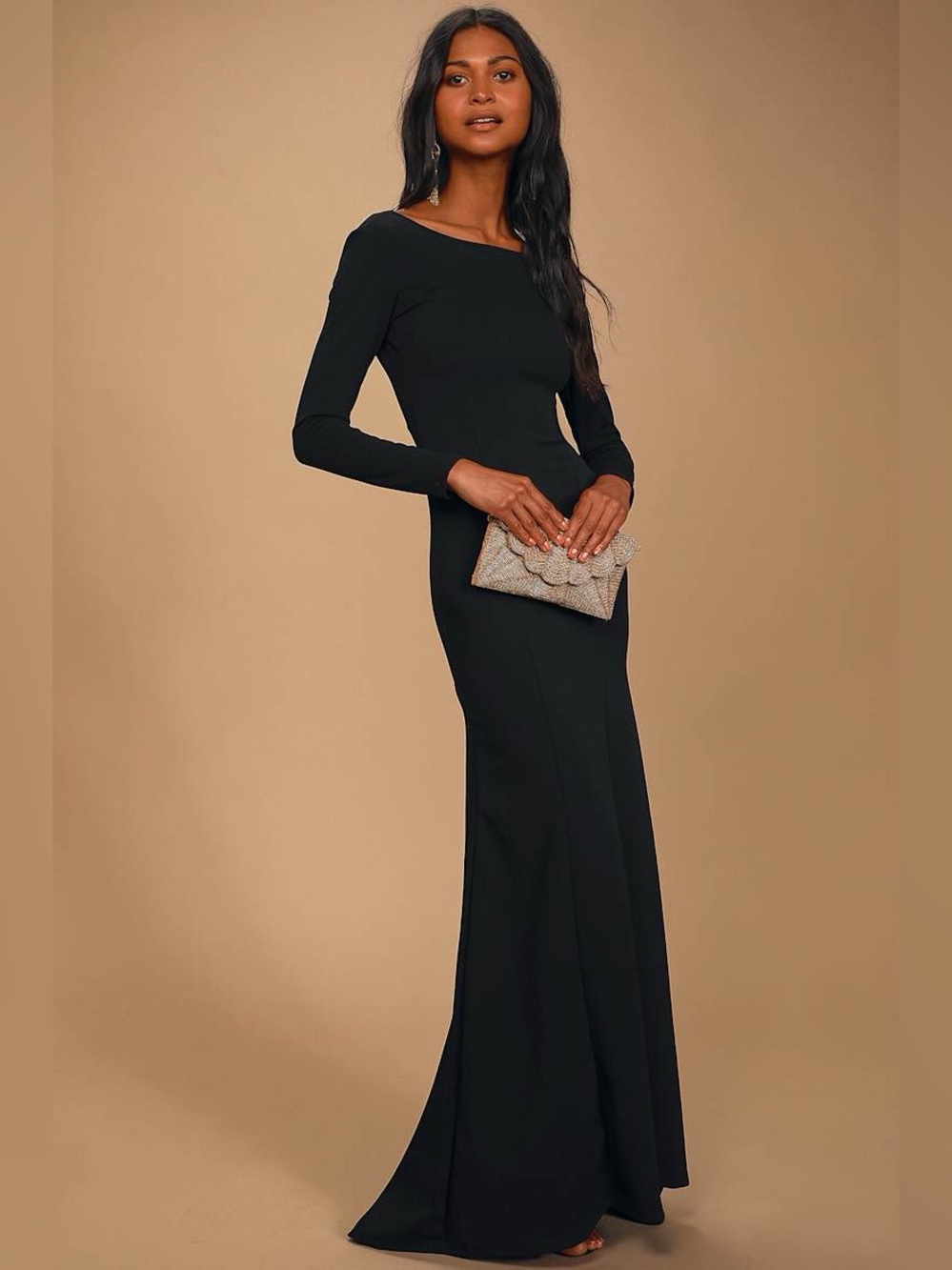 Lulu's Black Long-Sleeve Bodycon Maxi Dress